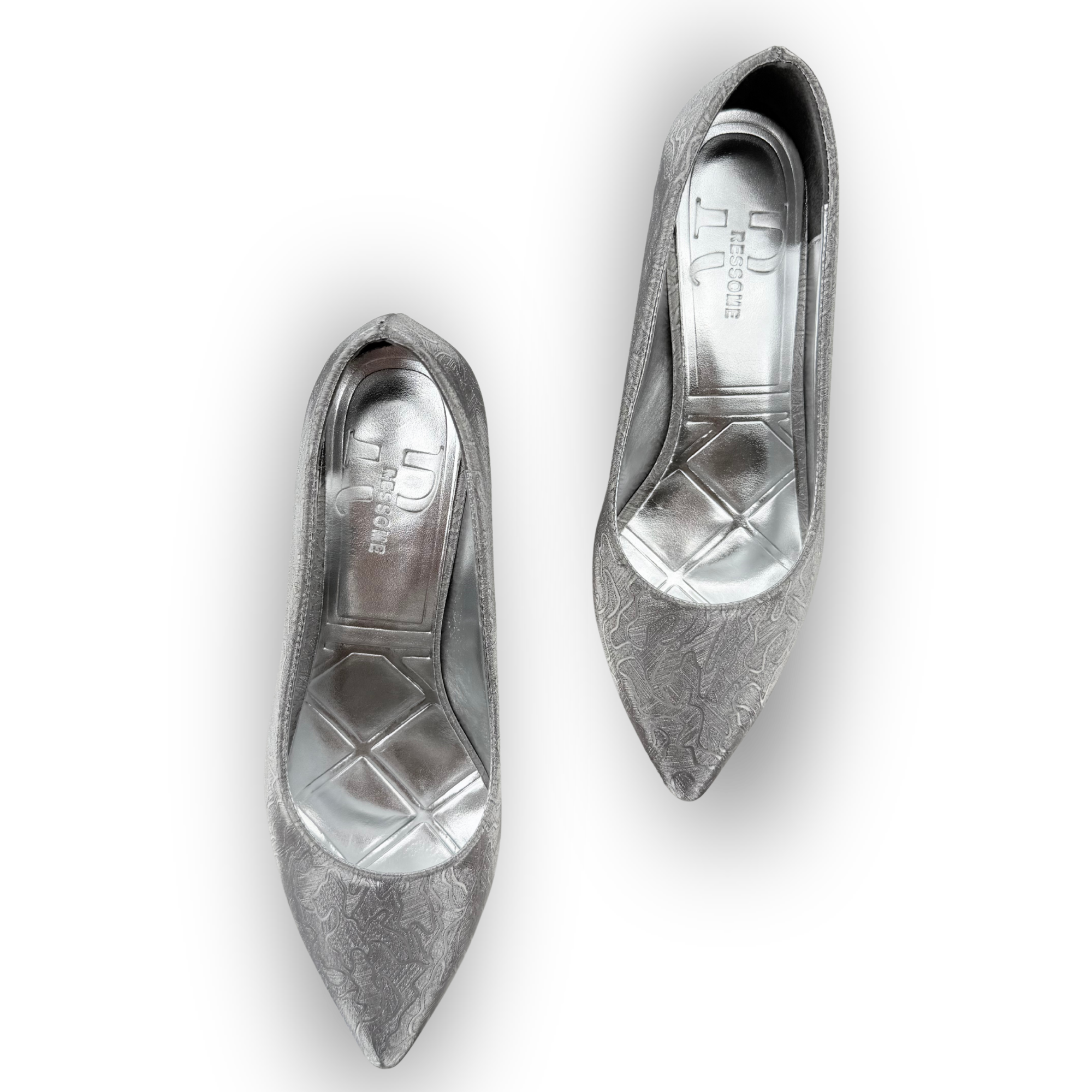 Şimal Kadın Simli 3 cm Kalın Topuklu Ayakkabı Platin