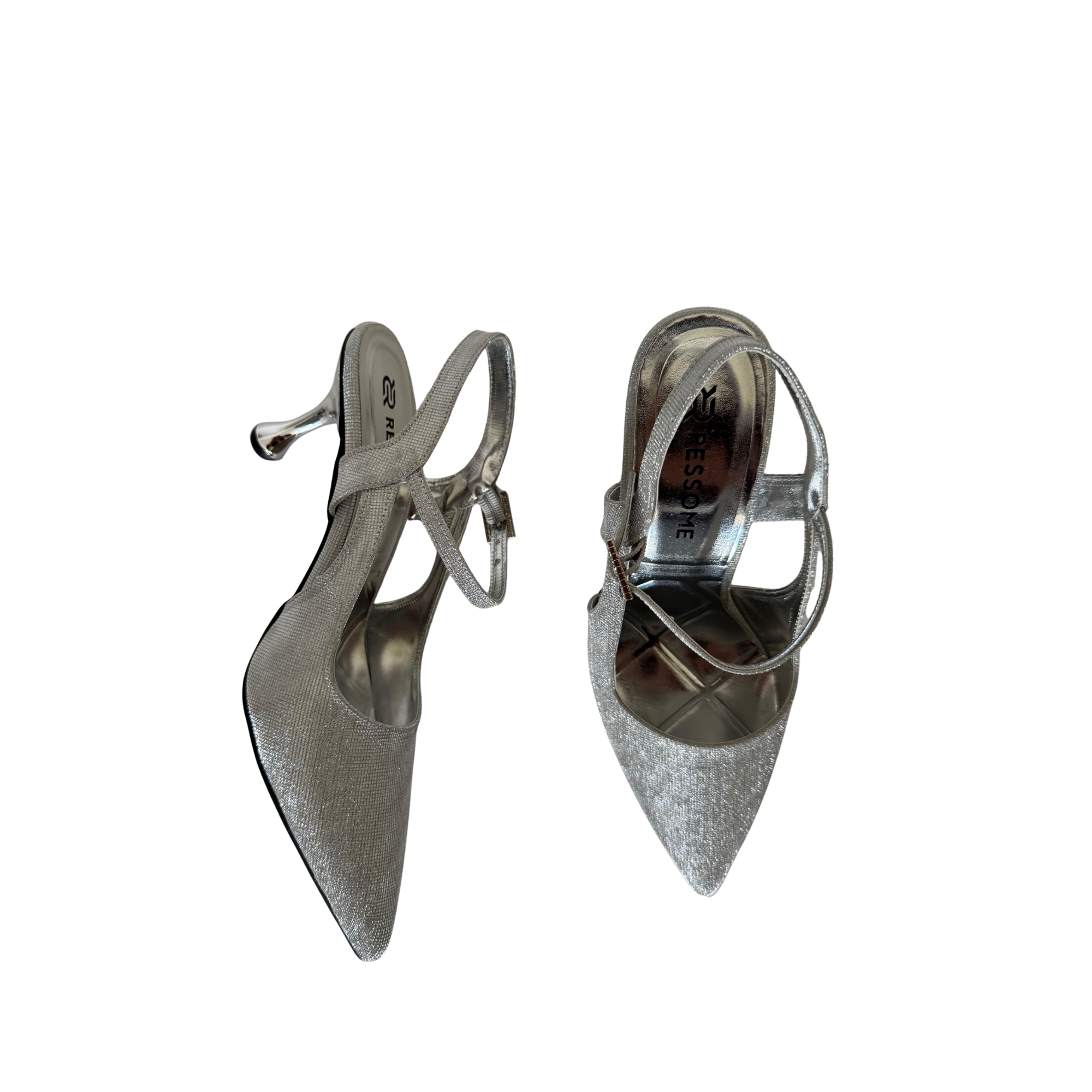 Kontes Kadın Simli Gümüş 7Cm İnce Topuklu Stiletto