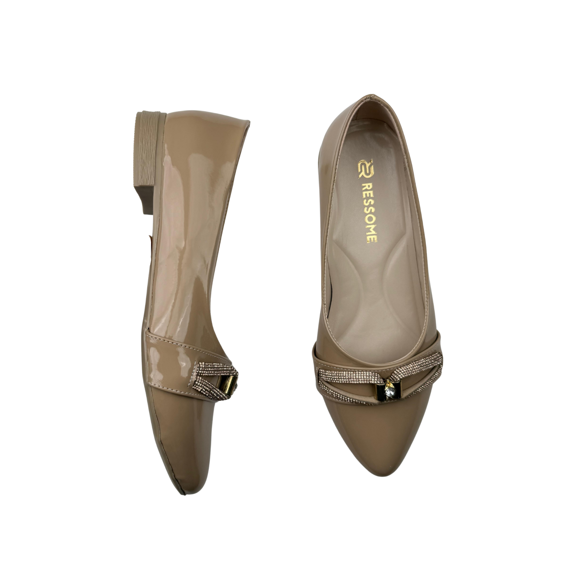 Diana Taşlı Bej Günlük Şık Otopedik Taban Babet