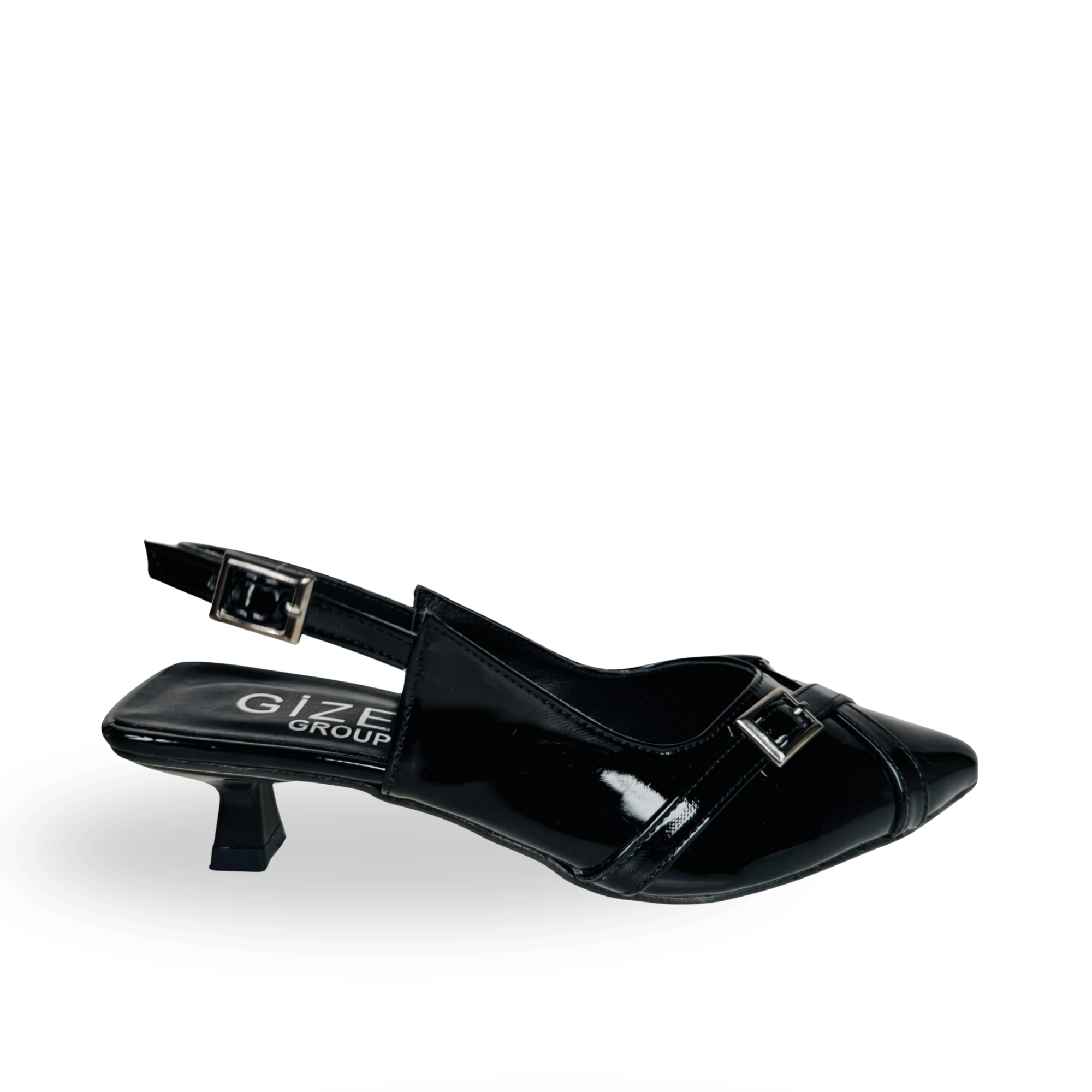 Sofia Siyah Mini Topuk Açık Ayarlanabilir Topuklu Ayakkabı