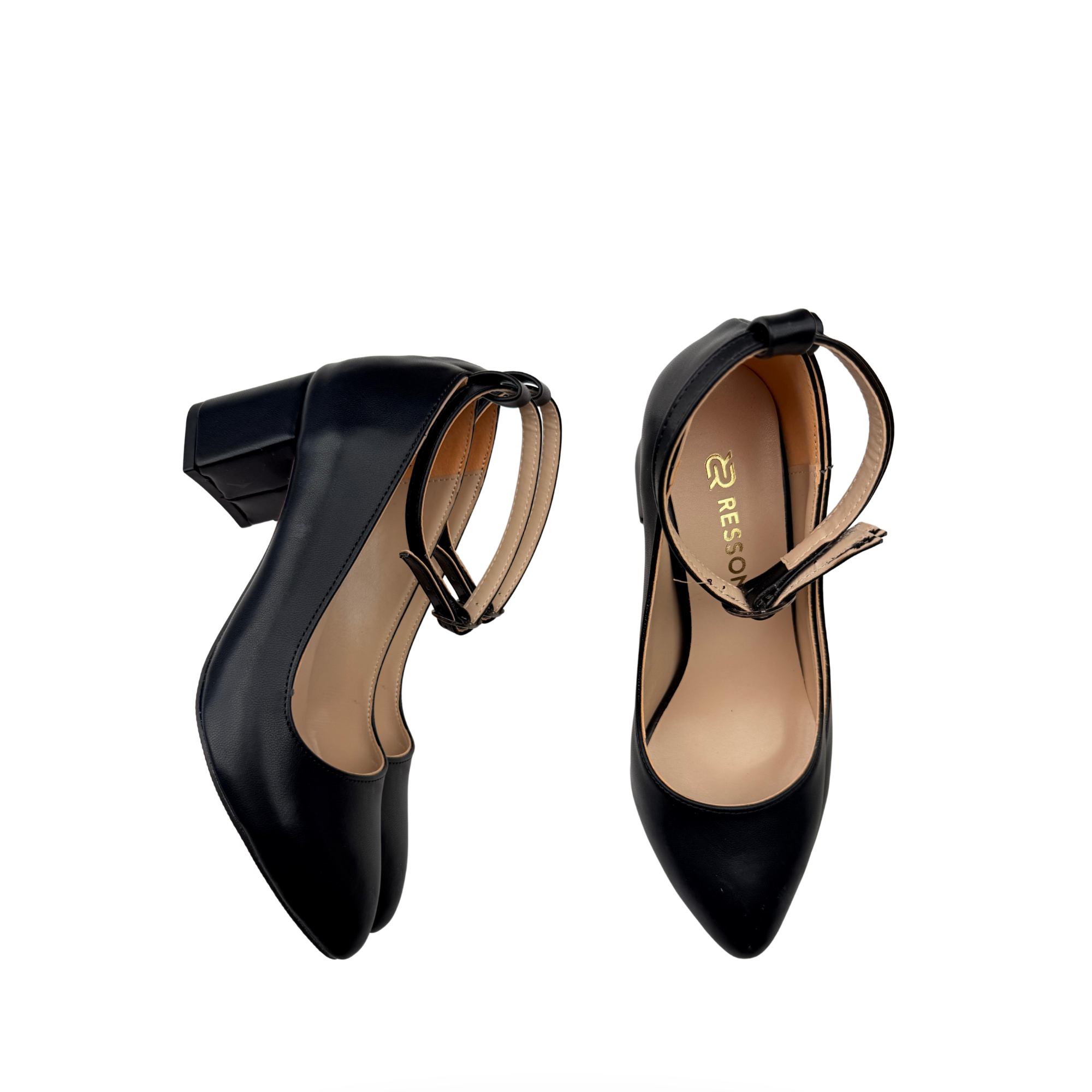 Pier Kadın Siyah Cilt Bilekten Bağlamalı Klasik 5cm Topuklu Ayakkabı