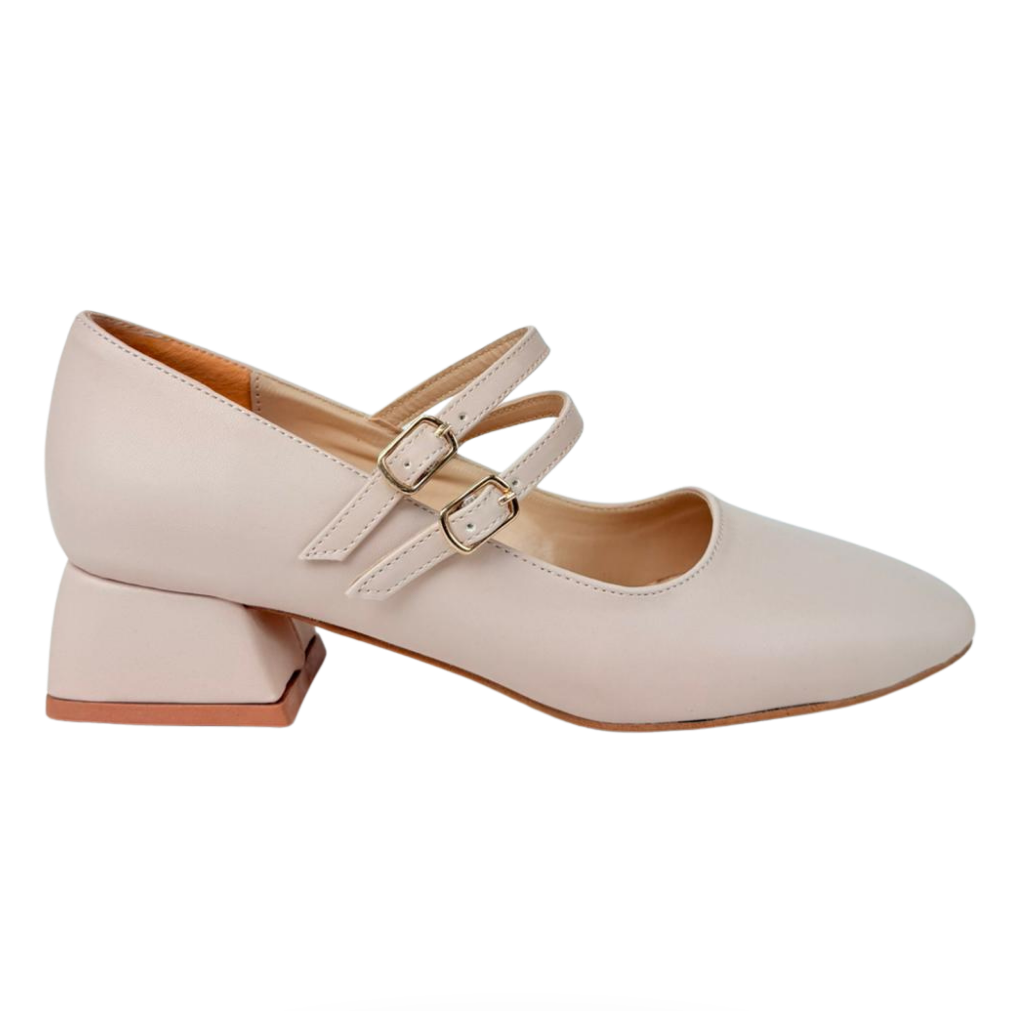 Lena Sky Kadın 3 cm Düşük topuklu Retro Mat Bej