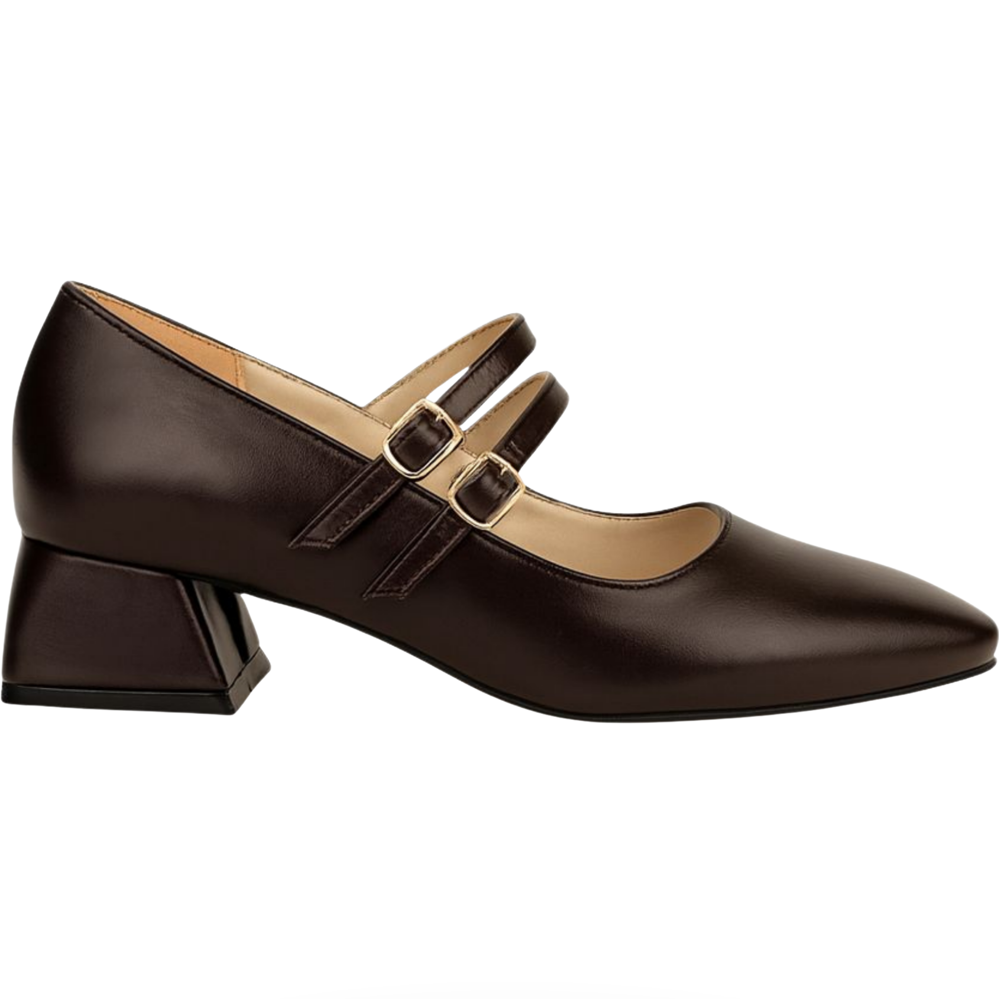 Lena Sky Kadın 3 cm Düşük topuklu Retro  Mat Acı Kahve