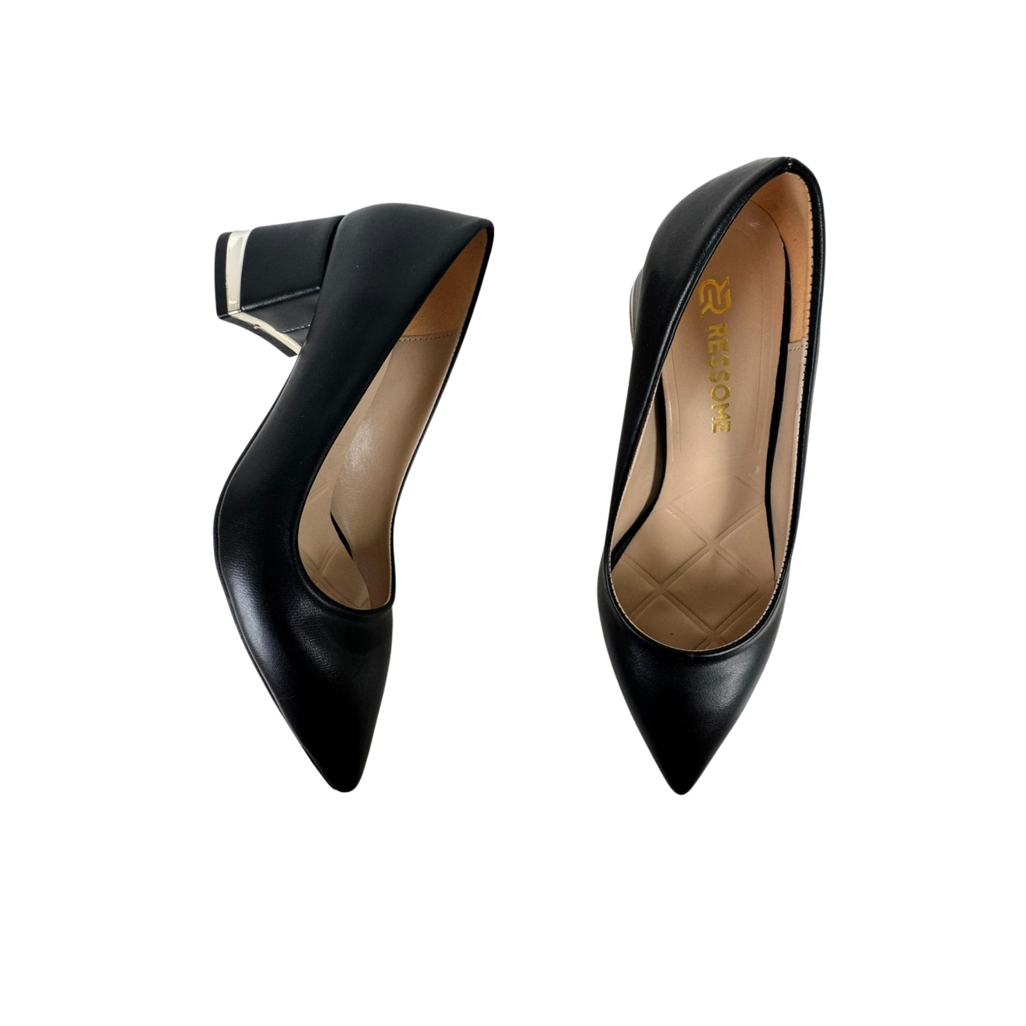 Noır Kadın Siyah Deri 5 Cm Kalın Topuklu Ayakkabı