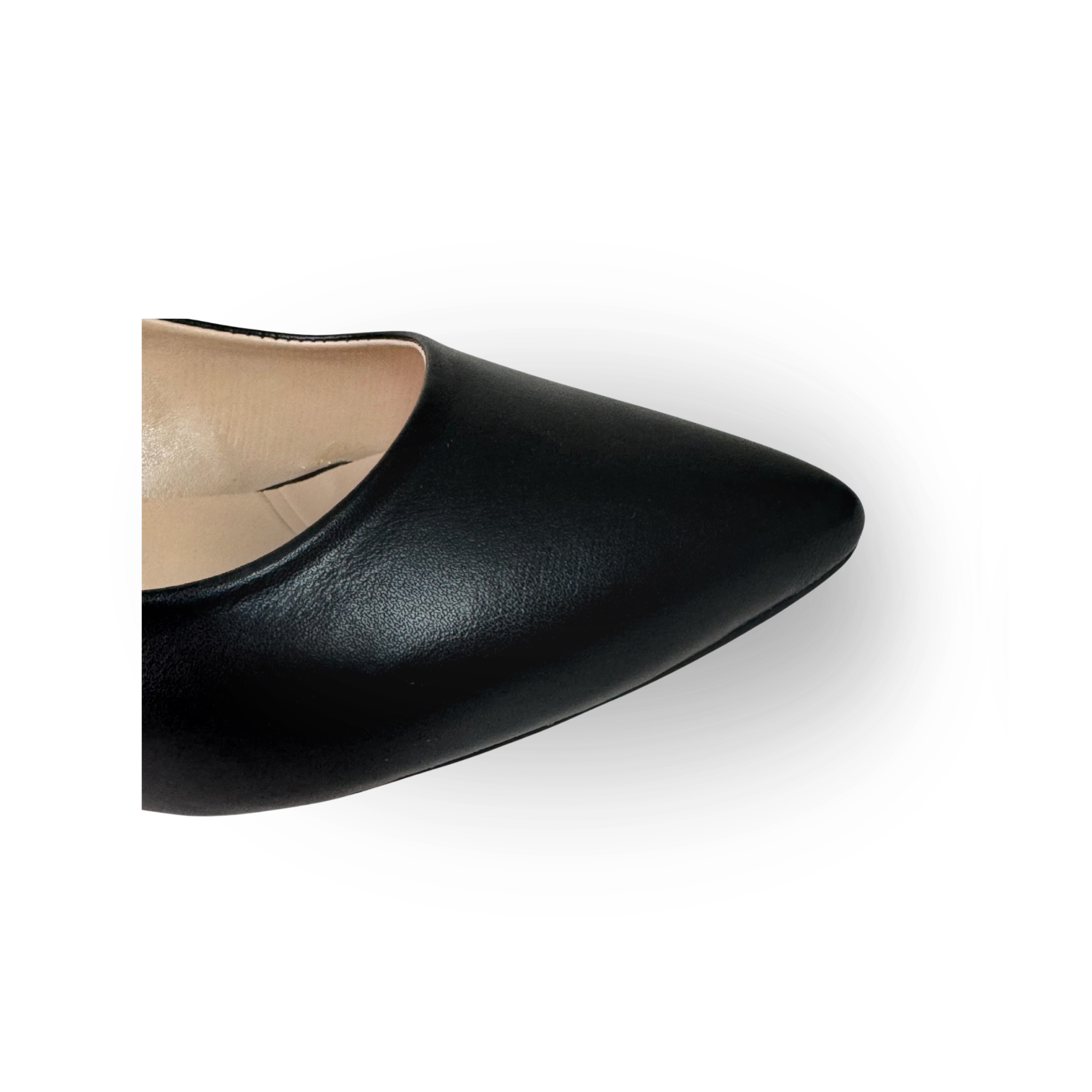 Panya Kadın Siyah Deri 3 Cm Şampanya Mini Topuklu Stiletto