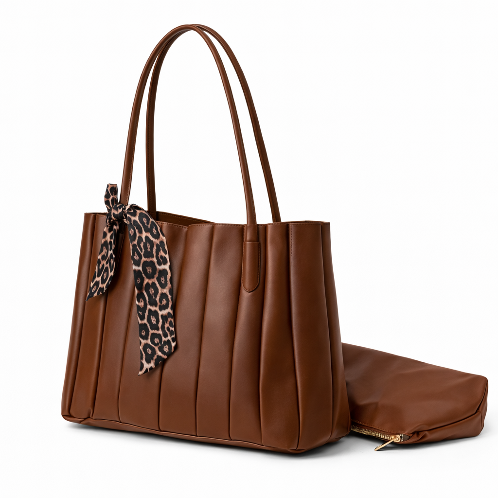 Luna Kadın Kahve Fularlı Modern Şık Çanta