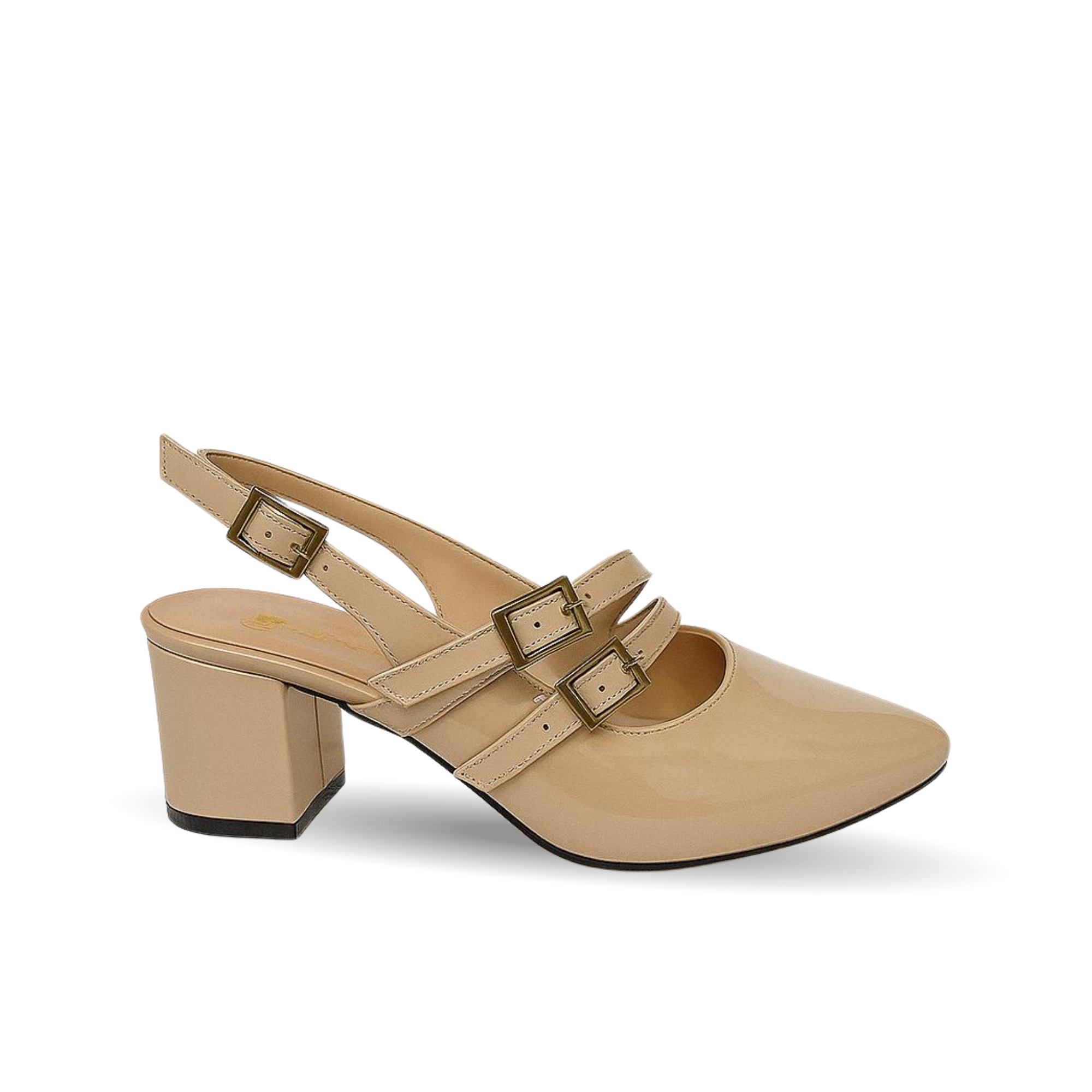 Lady Model Bej Bantlı Ayarlanabilir Kemerli Topuklu Ayakkabı