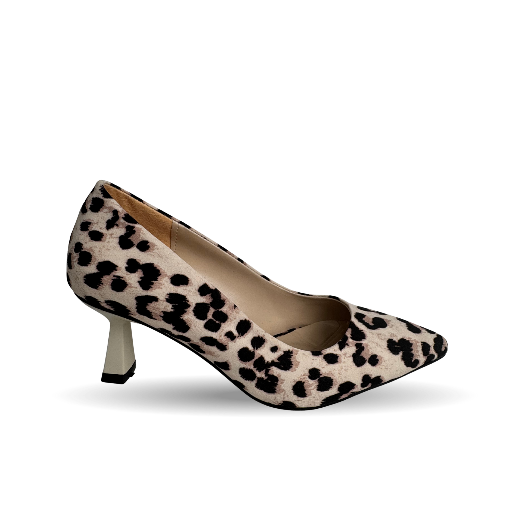 Panya Kadın Leopar Bej Deri 7 Cm Şampanya Topuklu Stiletto