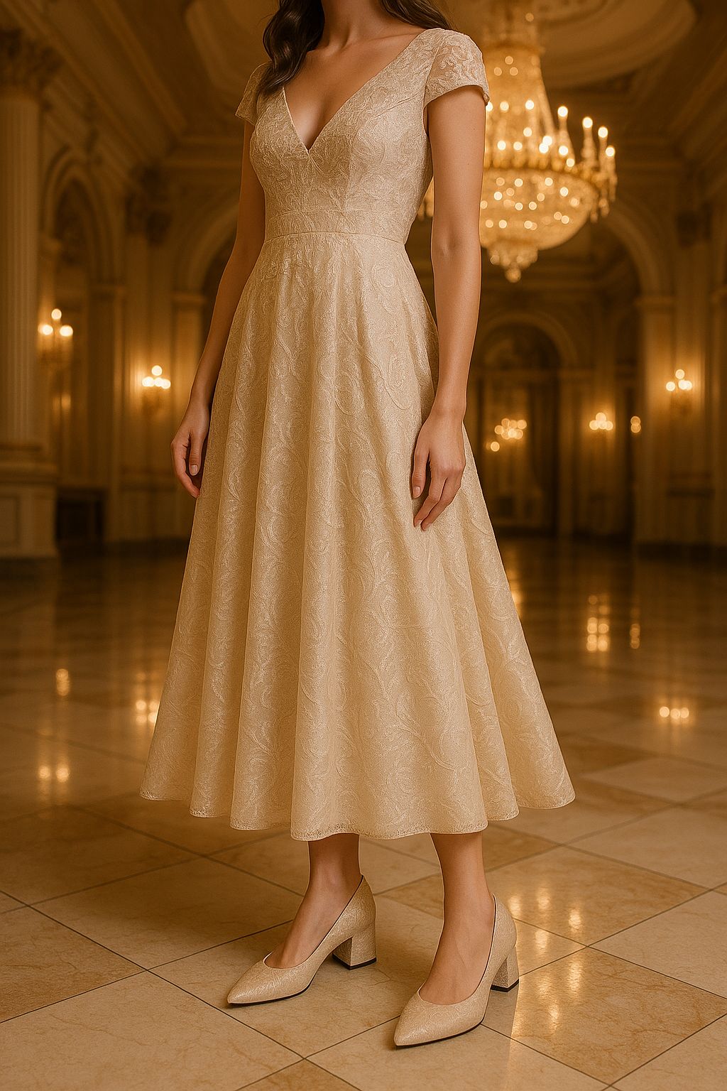 Şimal Kadın Simli 3 cm Kalın Topuklu Ayakkabı Gold