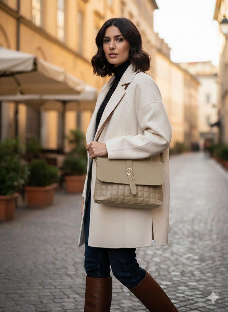 Lotus Krem Omuz ve Askılı Günlük Şık Çanta