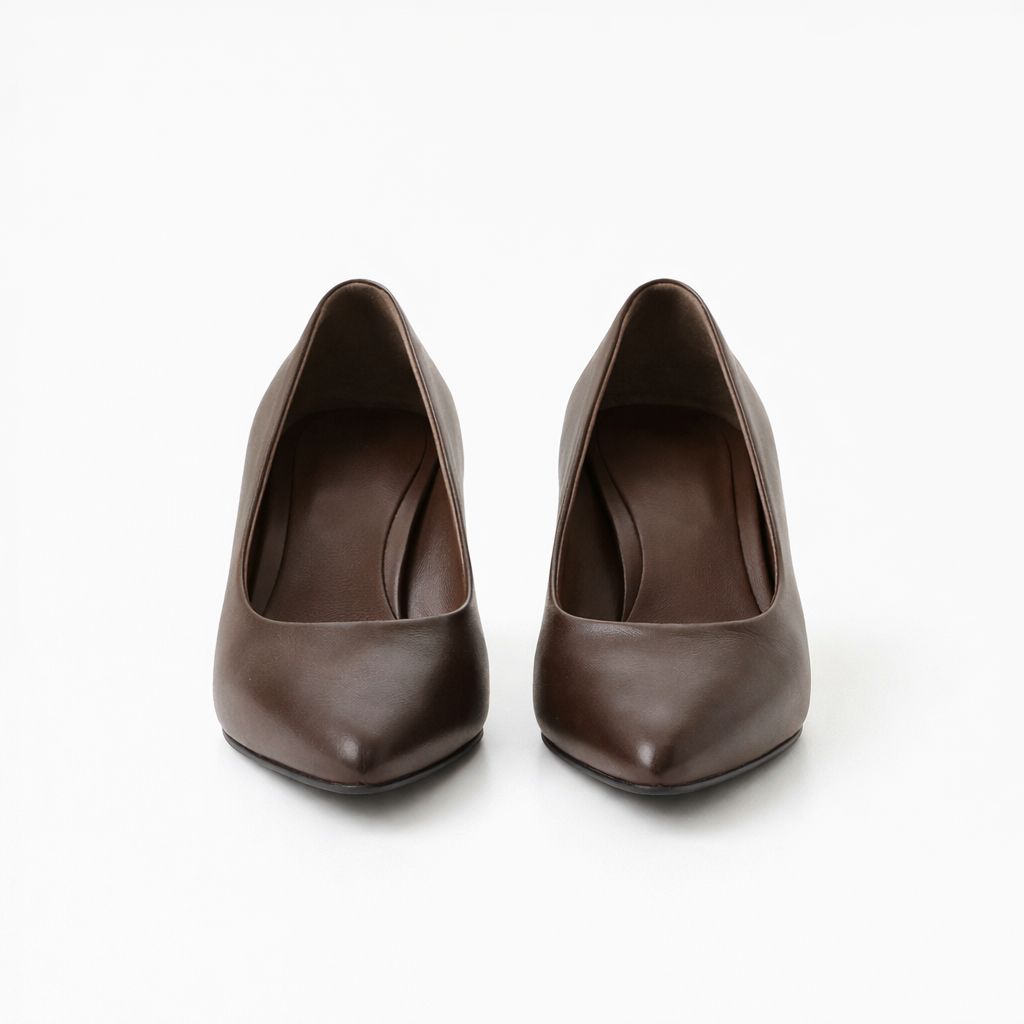 Panya3 Kadın Acı Kahve Deri 3 Cm Şampanya Mini Topuklu Stiletto