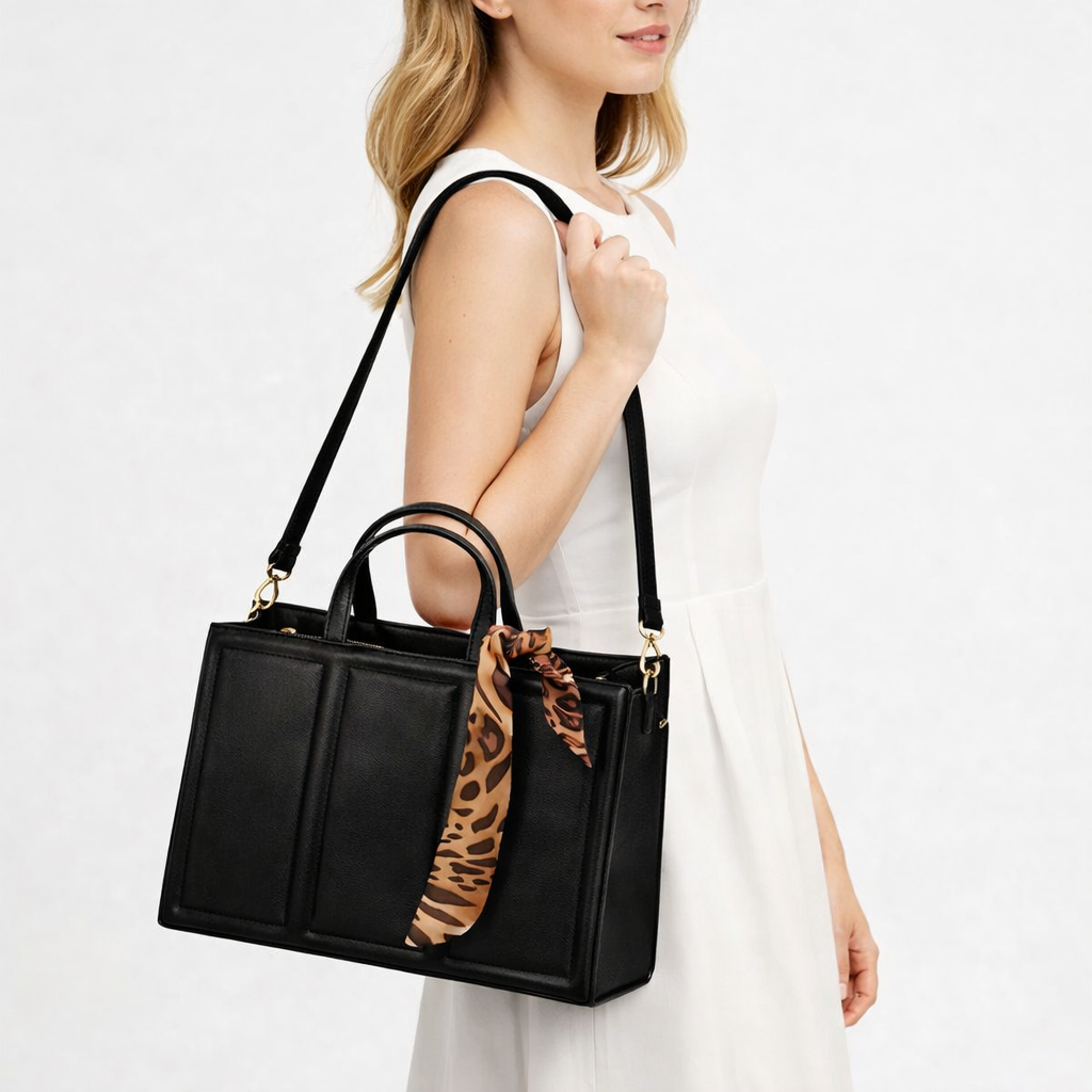 Basel Siyah Omuz ve Askılı Günlük Fularlı Çanta