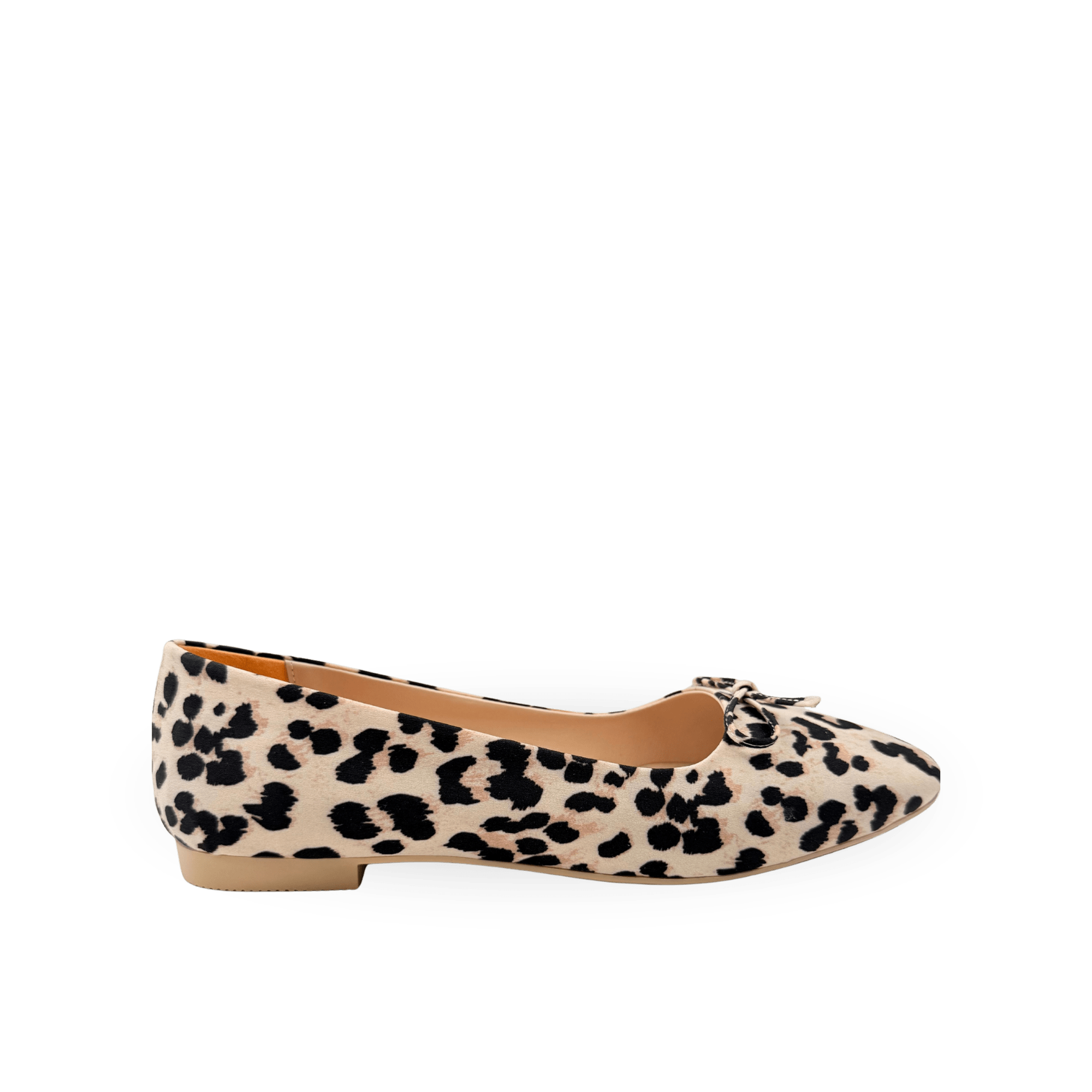 Kadın Gift Model Fiyonklu Leopar Desenli Babet Krem - Ressome.com