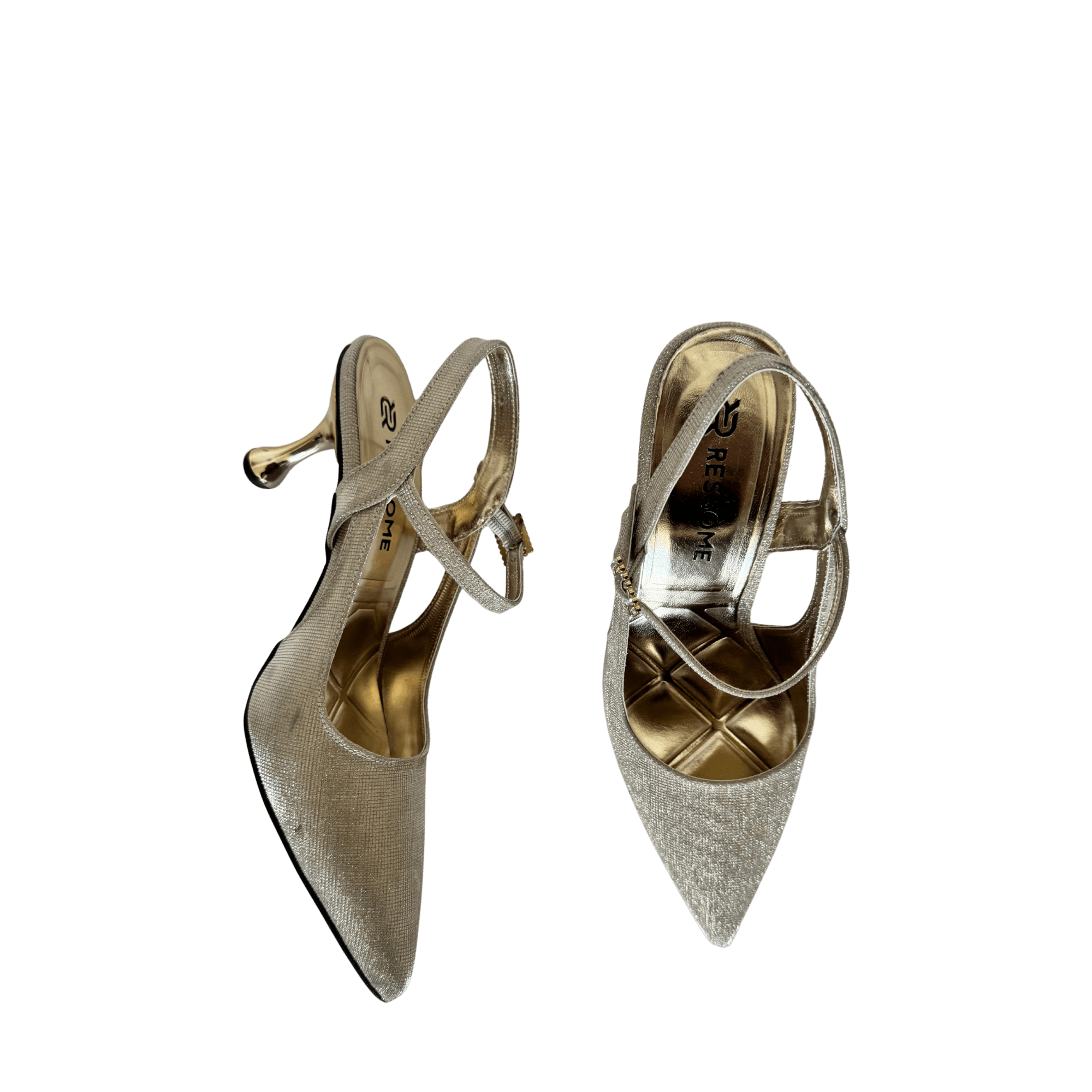 Kontes Kadın Simli Gold 7Cm İnce Topuklu Stiletto - Ressome.com