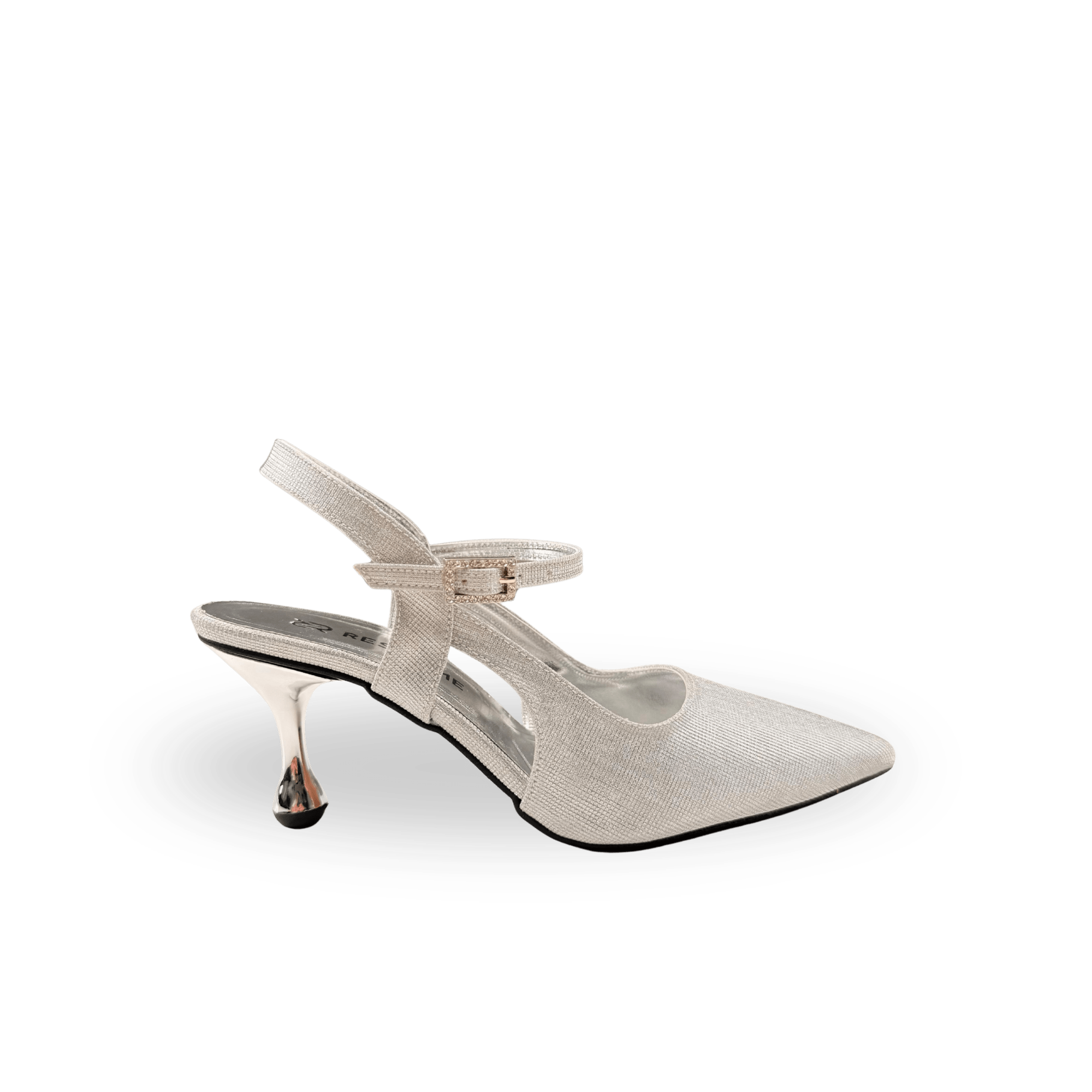 Kontes Kadın Simli Gümüş 7Cm İnce Topuklu Stiletto - Ressome.com