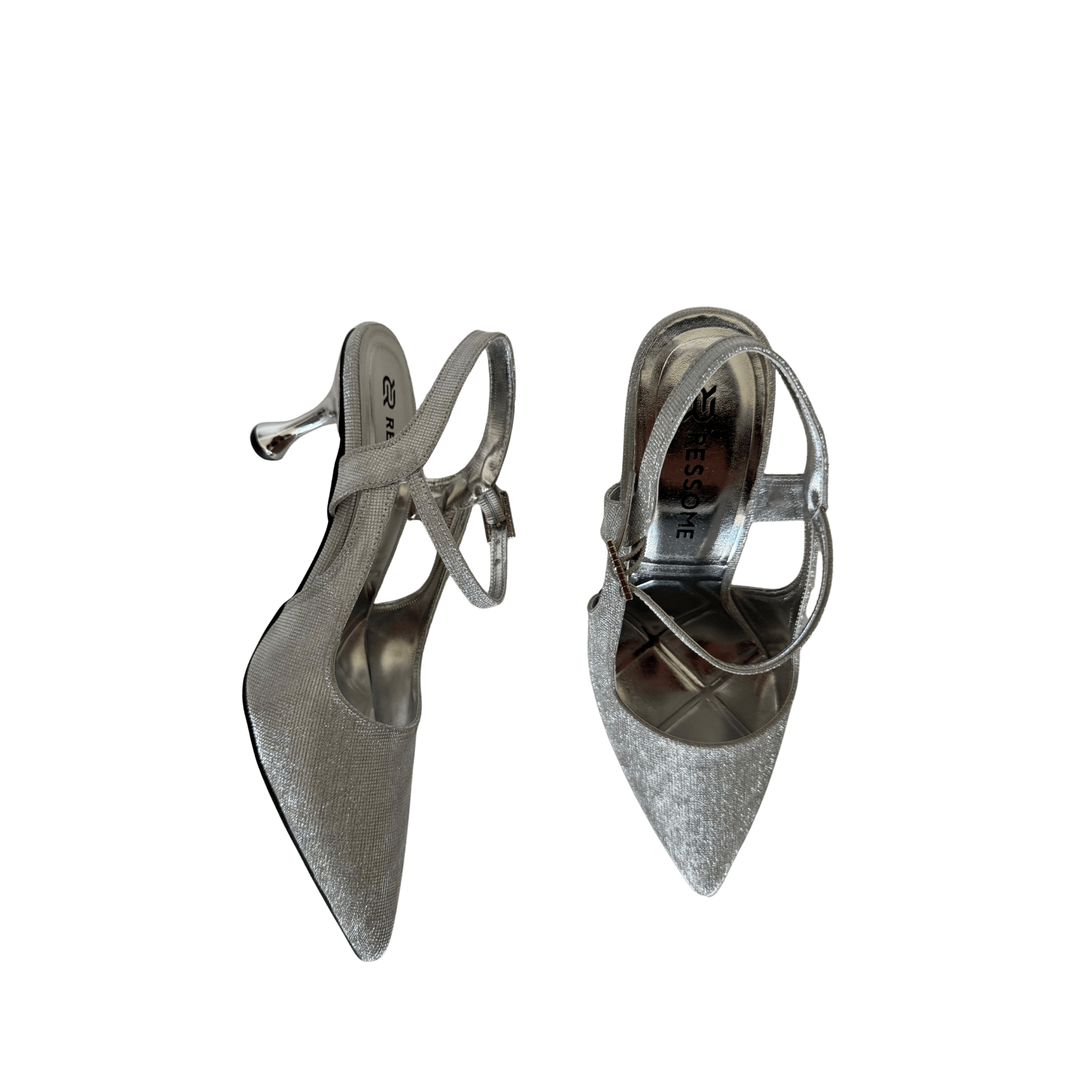 Kontes Kadın Simli Gümüş 7Cm İnce Topuklu Stiletto - Ressome.com