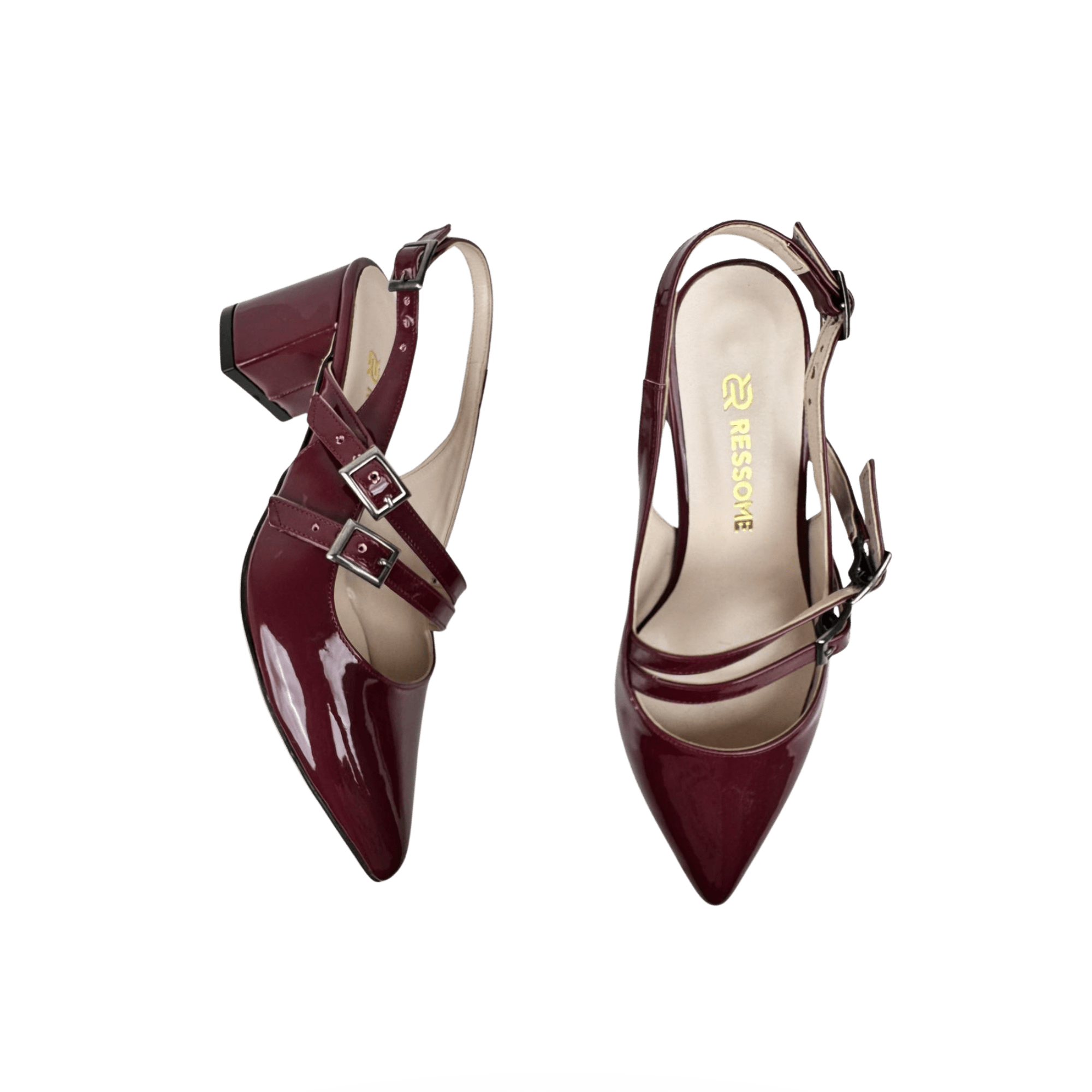 Lady Model Bordo Bantlı Ayarlanabilir Kemerli Topuklu Ayakkabı - Ressome.com