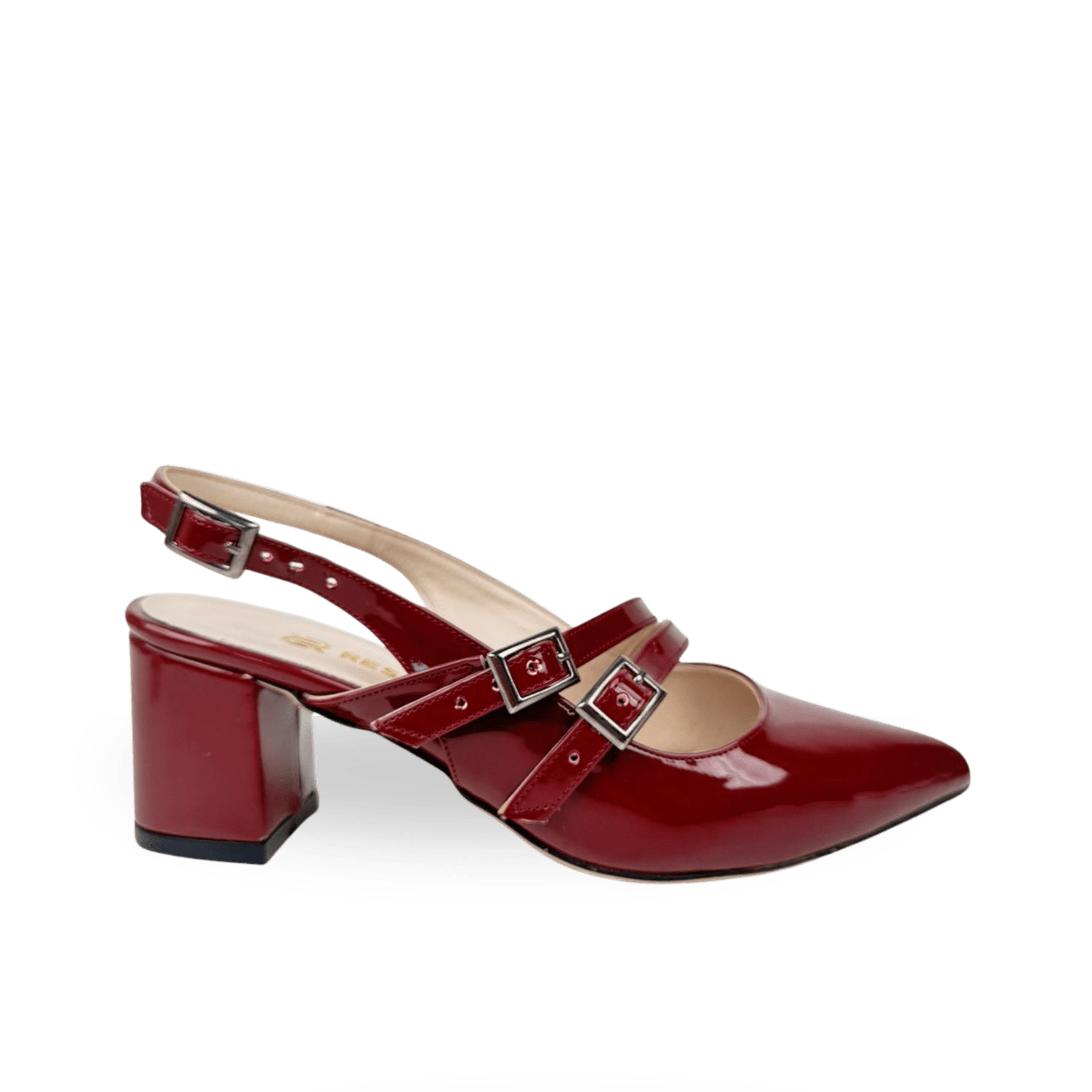 Lady Model Bordo Bantlı Ayarlanabilir Kemerli Topuklu Ayakkabı - Ressome.com