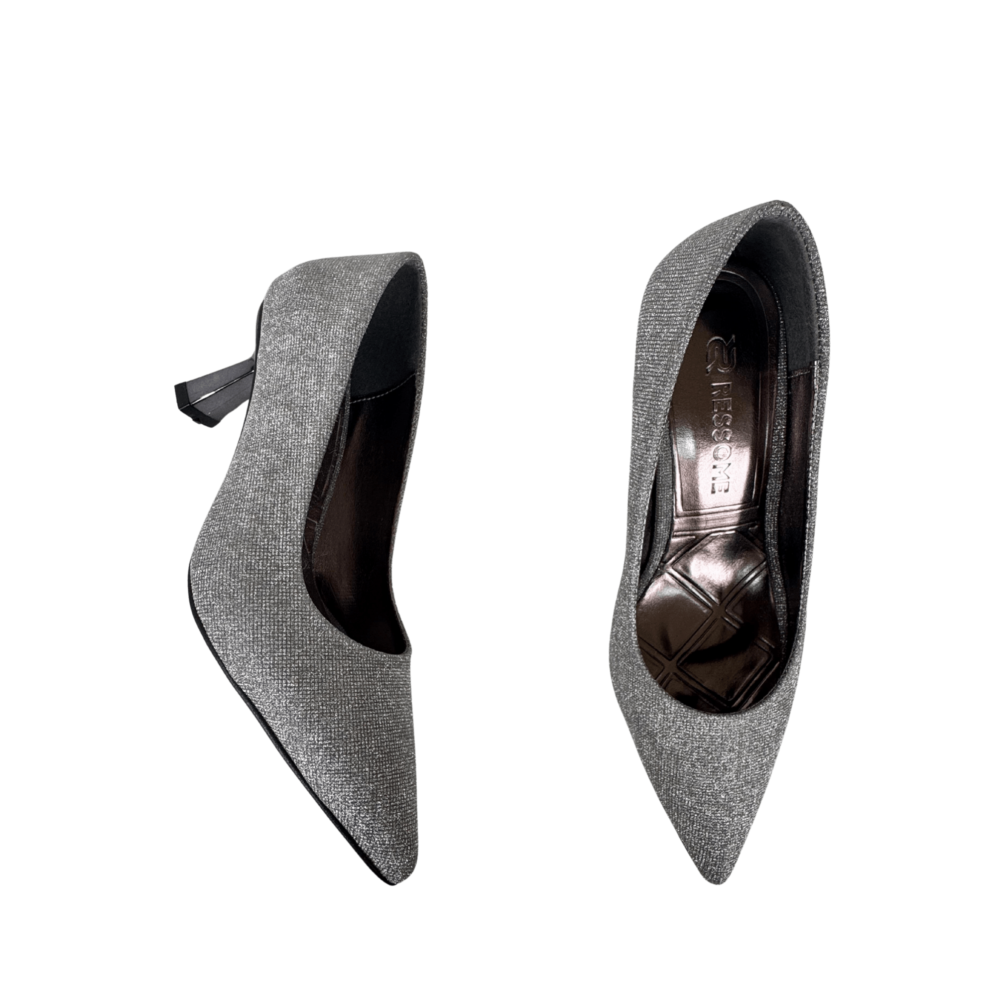 Panya Kadın Simli Platin 7 Cm Şampanya Topuklu Stiletto - Ressome.com