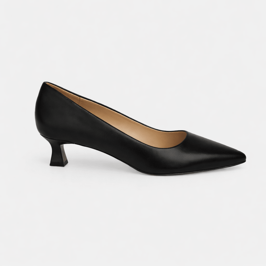 Panya3 Kadın Siyah Deri 3 Cm Şampanya Mini Topuklu Stiletto - Ressome.com