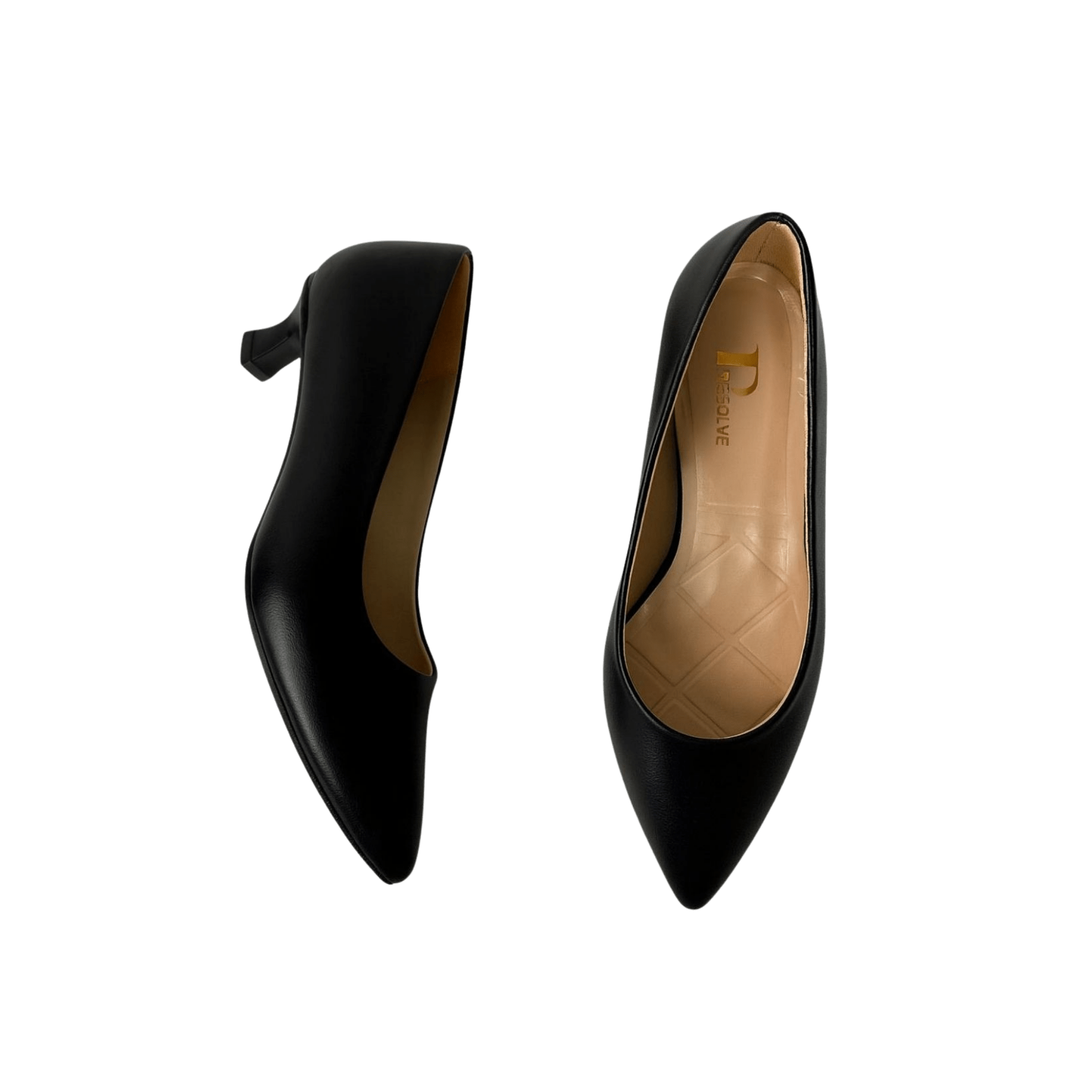 Panya3 Kadın Siyah Deri 3 Cm Şampanya Mini Topuklu Stiletto - Ressome.com