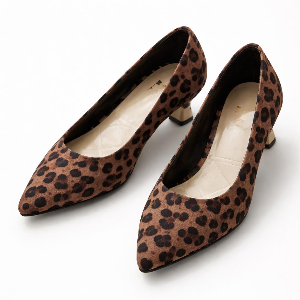 Panya3 Kadın Siyah Leopar Desenli Deri 3 Cm Şampanya Mini Topuklu Stiletto - Ressome.com