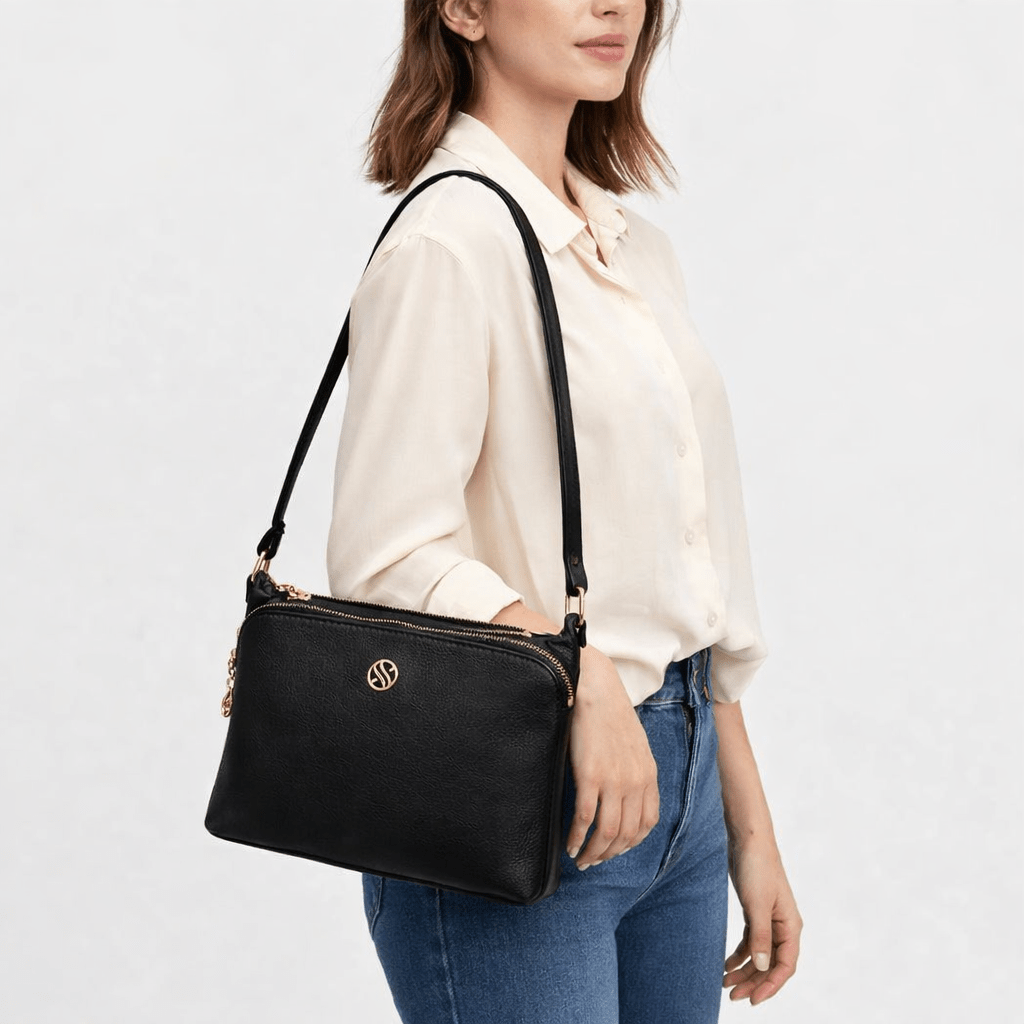 Seul Kadın Siyah Omuz ve Askılı Günlük Şık Çanta - Ressome.com