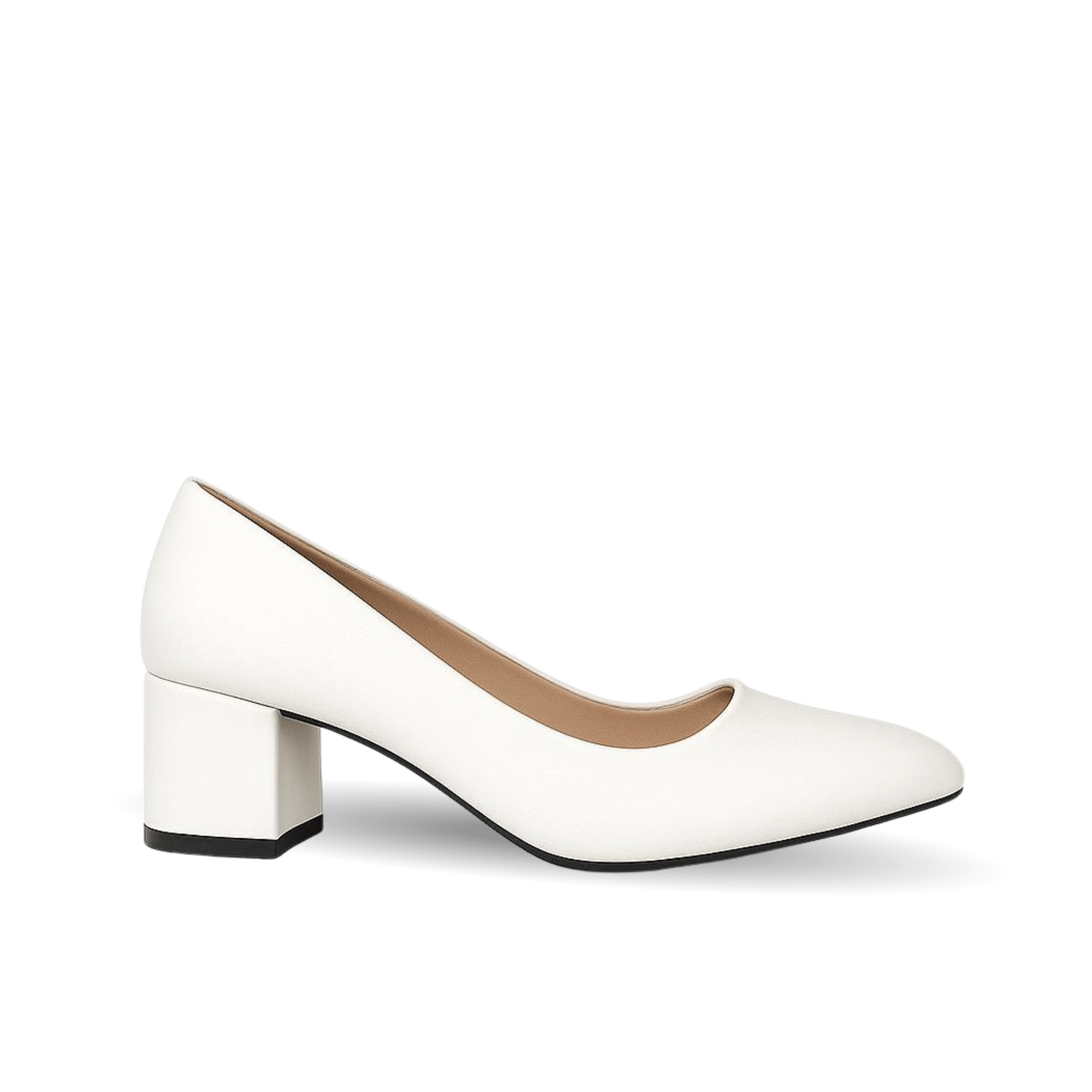 Side Kadın Beyaz Cilt 5 Cm Topuklu Ayakkabı - Ressome.com