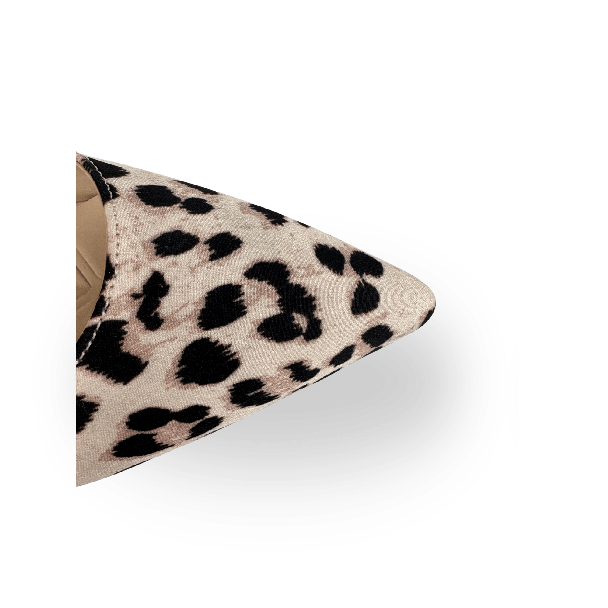 Verde Kadın Leopar Bej Deri 7 Cm Şampanya Topuk Arkası Açık Stiletto - Ressome.com